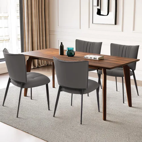 Vista 12 de Homcosan Juego de 2 sillas de comedor, modernas sillas de cocina con asiento acolchado tapizado y patas de metal, fácil montaje, sillas de comedor