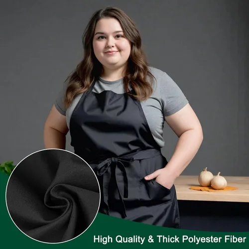 Vista 3 de 5 Pack Black White Apron, Chef Servers Waitress Aprons with Pockets for Men Women, Professional Work Apron