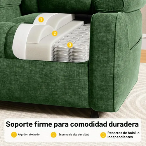 Vista 5 de Amada - Silla reclinable eléctrica sincronizada para adultos Verde
