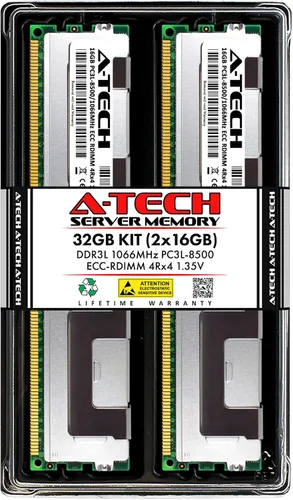 Vista 90 de A-Tech 4GB DDR3 1333MHz PC3-10600R ECC RDIMM 1Rx4 Rango único 1.5V Registrado DIMM 240-Pin Módulo de actualización de memoria RAM de servidor