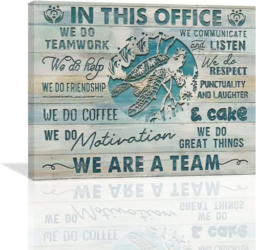 Vista 11 de At In This Office - Arte de pared inspirador para oficina, citas motivacionales, imágenes, lienzo, arte de pared con texto en inglés, We Are A Team