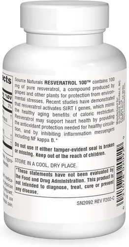 Vista 2 de Source Naturals, Resveratrol 100, 100mg - 120 Cápsulas Vegetarianas Para el corazón y el envejecimiento saludable