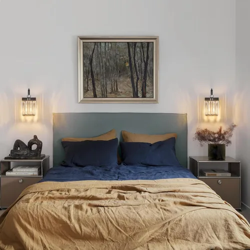 Vista 6 de Juego de dos apliques de pared modernos negros para interiores, lámpara de pared de cristal, lámpara de pared montada en la pared, aplique de pared