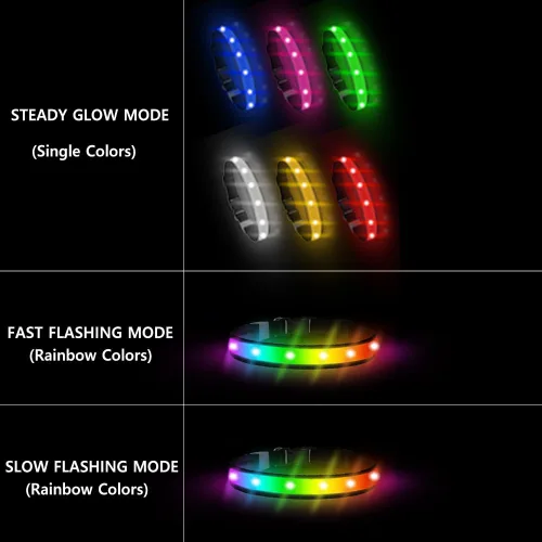 Vista 5 de Collar de perro con luz LED, multicolor con 3 modos de brillo, collar recargable que brilla en la oscuridad para perros pequeños, medianos