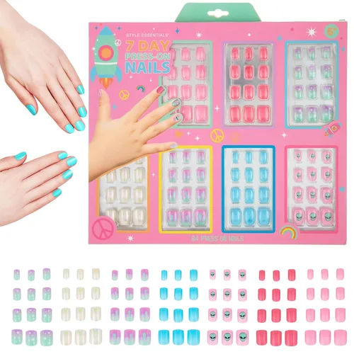 Vista 4 de Colección de manicura de 7 días - Juego de uñas a presión de 84 piezas para niños (BFF)