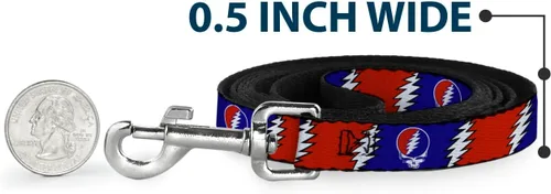 Vista 4 de BUCKLE-DOWN "robar su cara con Lightning Bolt Repeat" de PET Leash, 4 'x 1", color rojo/blanco/azul