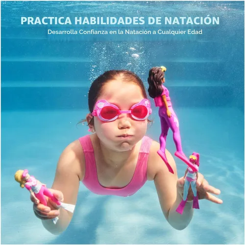 Vista 5 de SwimWays Barbie Personajes de Buceo Paquete de 3, Accesorios de Piscina y Juguetes de Piscina para Niños, Suministros para Fiestas en la Piscina
