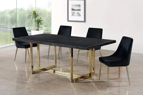 Vista 2 de Meridian Furniture Karina Collection Modern - Silla de comedor tapizada de terciopelo contemporánea con patas de metal resistentes, juego de 2, 19.5