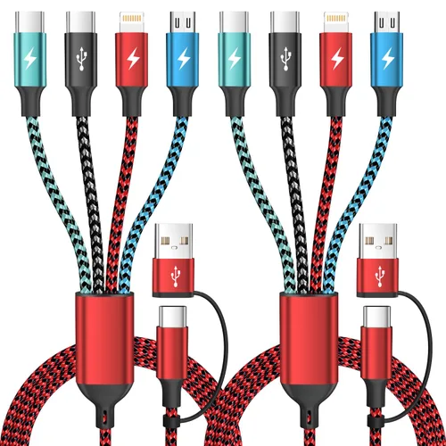 Vista 13 de Cable USB C a Lightning, cable de carga 4 en 1 de 240 W, 5 pies, cable de carga múltiple USB A/C a C/Lightning con luz para iPhone 16/15/14/13