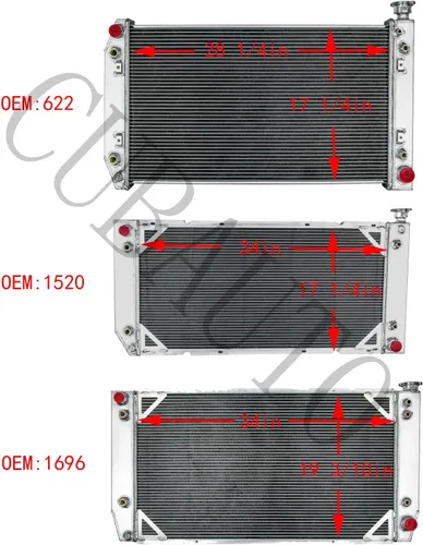 Vista 8 de Radiador de núcleo de 3 filas para Chevy GMC C1500 C2500 C3500 K1500 K2500 K2500 K3500 Suburban Tahoe Yukon Cadillac Escalade Pickup 5.7L 7.4L V8 95