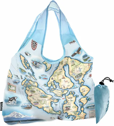 Vista 13 de Xplorer Maps Bolsa con asas – Bolsa de compras reutilizable para comestibles, plegable y lavable de nailon, resistente y compacta