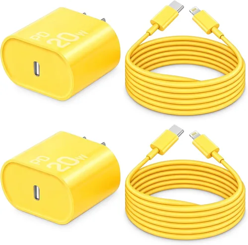 Vista 15 de CXX Cargador para iPhone de 20 W de carga rápida [certificado MFi, paquete de 2] bloque USB-C PD y cable de 6 pies compatible con iPhone Negro