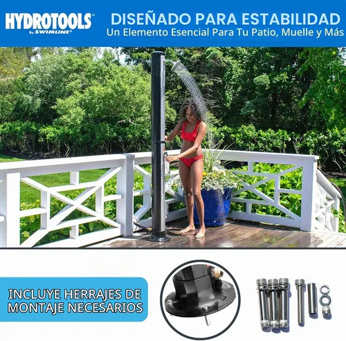 Vista 6 de SWIMLINE HYDROTOOLS - Ducha solar de lluvia Niagara de 7 pies para exteriores con tanque de 10 galones y lavado de pies Ducha solar Luxe con lavado