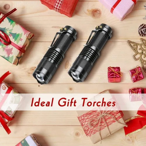 Vista 7 de LETMY Linterna táctica, linternas LED mini súper brillantes con clip para cinturón, con zoom, 3 modos, impermeable - Mejor linterna EDC para regalo