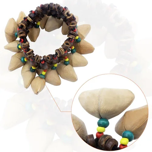 Vista 6 de Pulsera de concha de nueces estilo tribal africano Dora Nut Handbell Accesorios de percusión