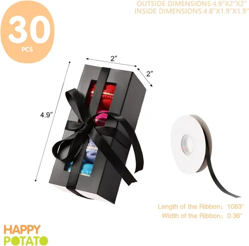 Vista 4 de HAPPY POTATO Paquete de 30 cajas de macarrones negros para 4 o 5, 4 x 1.9 x