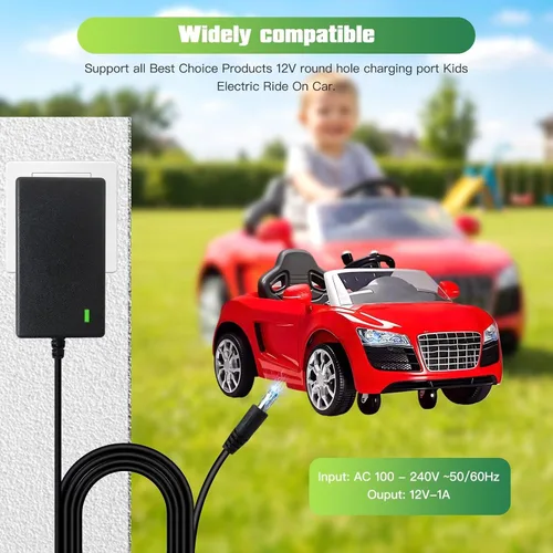 Vista 4 de Cargador Ba-ttery de 12 V apto para montar a caballo, apto para Best Choice Products Ki-ds camión, apto para auto parachoques Ki-dzone, apto