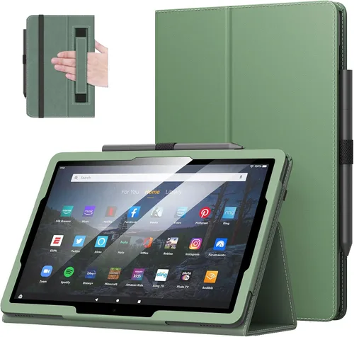 Vista 19 de MoKo - Funda para tablet Kindle Fire HD 10 y 10 Plus (11.ª generación, versión 2021), diseño delgado y plegable con función de encendido y apagado