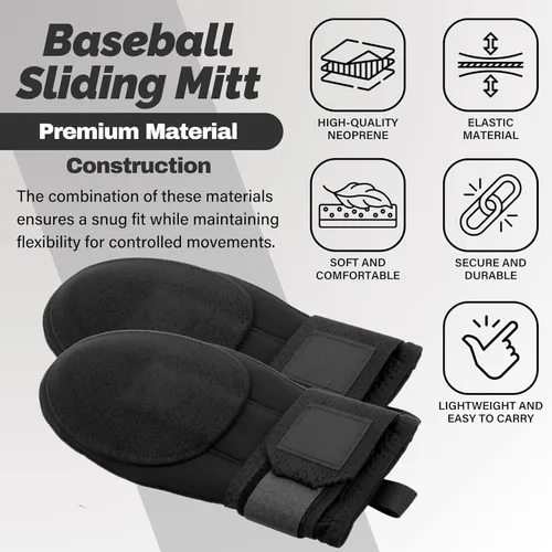 Vista 3 de Baseball Sliding Mitt - Universal Right or Left Hand Glove, Youth & Adult Sizes, Neoprene, Adjustable Wrist Strap (Pink Icecream, Youth)
