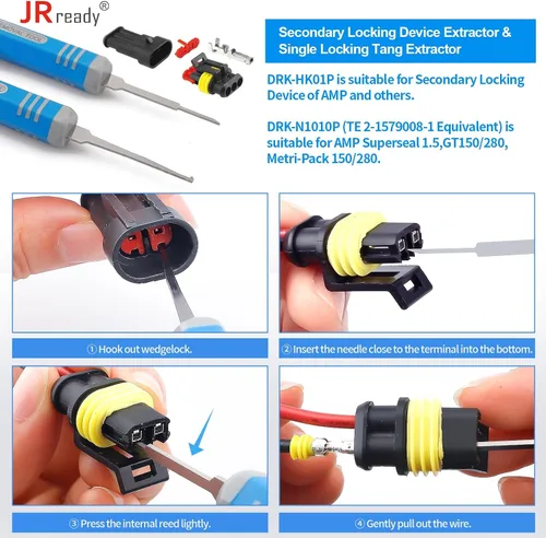 Vista 3 de JRready ST5253 - Herramienta de extracción de conectores de pines de 0.079 in, kit de herramientas de extracción de terminales de 0.118 in