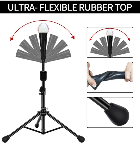 Vista 3 de FDLS Baseball Batting tee for Adults and Youth Teens, Portable Tripod Stand Base Tee Easy Adjustable Height 27 to 46 inches for Hitting Training