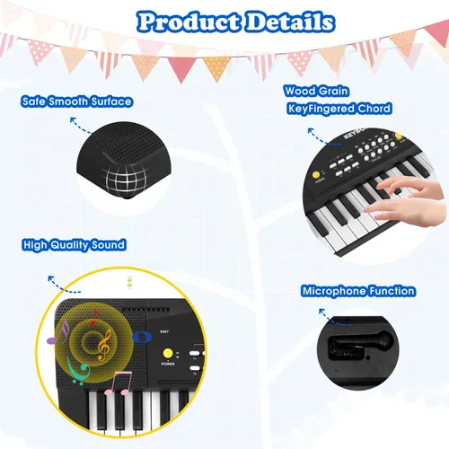Vista 5 de Teclado de piano de juguete para niños, pianos eléctricos mejorados, juguetes para niños de 3, 4, 5, 6, 7, 8 años, teclados para principiantes