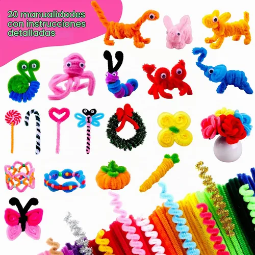 Vista 2 de 800pcs Pipe Cleaners Crafts Kit, 30 Colors Pipe Cleaners Bulk with 20 Guide 1.30 Multicolor