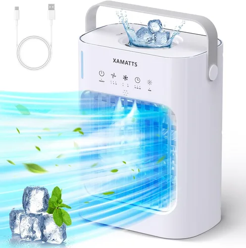 Vista 10 de Aires acondicionados portátiles, enfriador de aire evaporativo de 1700 ml con control remoto, mini aire acondicionado portátil oscilante de 120°