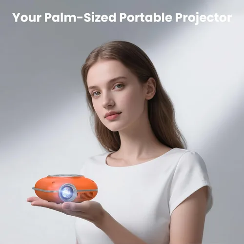 Vista 7 de HOMPOW Mini proyector con Bluetooth bidireccional, proyector portátil para uso de cine en casa, compatible con 1080P para interiores/exteriores