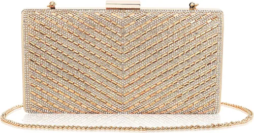 Vista 2 de Bolso de mano con diamantes de imitación brillantes para novia, cierre de metal, bolso formal para fiesta y boda, bolsa de noche para mujeres