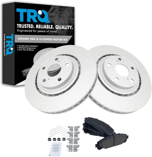Vista 10 de TRQ Juego de pastillas de freno delantero y rotores con revestimiento de cerámica compatible con Jeep Compass Patriot 2017