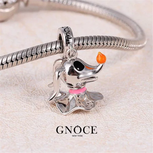 Vista 6 de GNOCE Colgante de plata de ley para perro fantasma con linterna de nariz, dije de perro de Halloween para pulsera o collar para mascotas