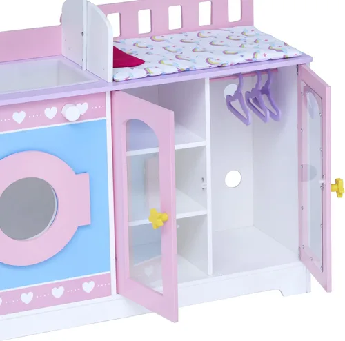 Vista 5 de Teamson Kids – Olivia's Classic 6 en 1 - Estación de Cambio de Muñecas Bebé con Almacenamiento, Muebles de Muñecas de Juego de Simulación Morado