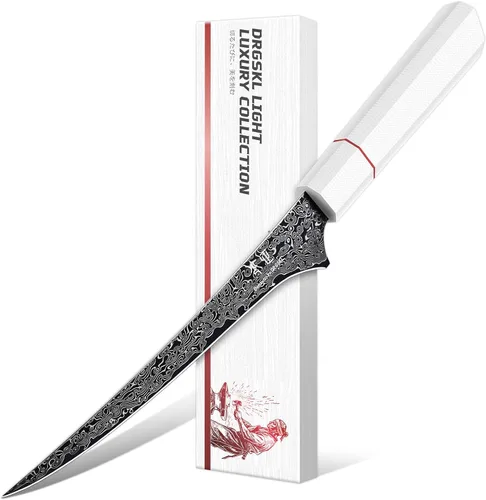 Vista 8 de DRGSKL Cuchillo de fruta de Damasco de 3.5 pulgadas - Cuchillo de pelar VG10 para corte de precisión - Cuchillos de cocina pequeños con mango