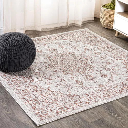 Vista 19 de JONATHAN Y Alfombra bohemia con medallón para interiores y exteriores, 2 x 8 pies, color gris/negro, tejido texturizado Rozetta para patio trasero