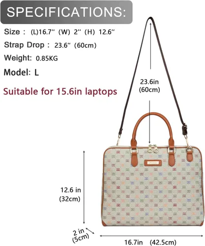 Vista 2 de Maletín para laptop, para hombres y mujeres, bolsa de hombro tipo mensajero, bolsa cruzada de viaje, bolsa de negocios para laptop de 15 pulgadas