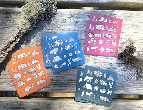 Vista 4 de Outdoor Nature Lover's Camping Adventure Themed Reusable Paper Drink Coaster Assorted Set of 8