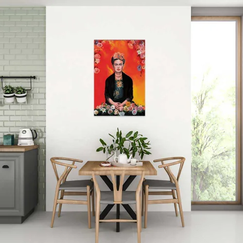 Vista 3 de New York Art Publishing Frida Kahlo Póster (pintura) impreso en papel, 24x36 pulgadas, meditación con flores, envío desde los Estados Unidos