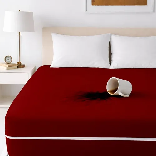 Vista 2 de Protector de colchón tamaño individual, funda 100% impermeable con cremallera, 15 pulgadas de profundidad, funda de colchón de seis caras para cama