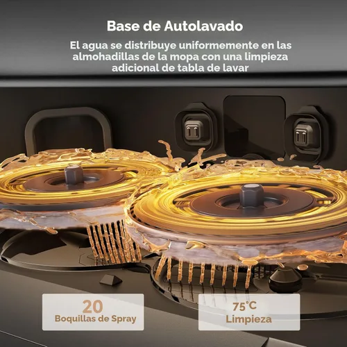 Vista 7 de Mova P50 Pro Ultra Robot Aspiradora y Trapeador, succión de 19,000Pa con cepillo antienredos, trapeador extraíble y levantable para alfombra y piso