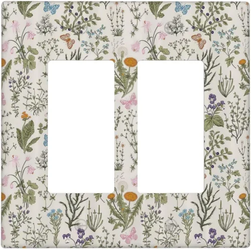 Vista 92 de William Morris Floral Boho Azul Medianoche Azul Bohemio Flor 1 Banda Dúplex Cubierta de Salida Decorativa Receptáculo Único Interruptor Eléctrico