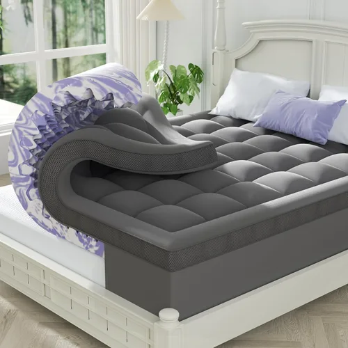 Vista 10 de ChiXpace Cubrecolchón de espuma viscoelástica de doble capa de 5 pulgadas, tamaño individual XL, espuma viscoelástica de gel de 2 pulgadas