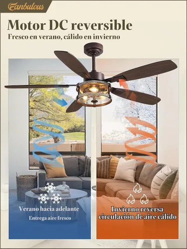 Vista 6 de Fanbulous Ventilador de techo rústico de 52 pulgadas con luz y control remoto, ventiladores de techo rústicos negros de 52 pulgadas para dormitorio