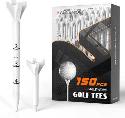Vista 9 de Camisetas de golf de plástico, paquete de 150 (130 camisetas de conductor + 20 camisetas de hierro/híbridas), baja fricción y resistencia, diseño