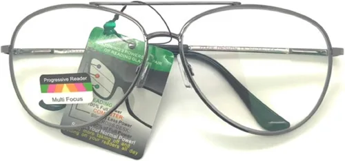 Vista 4 de Multi 3 Power Focus progresivo Aviator gafas de lectura ninguna línea clara lente piloto
