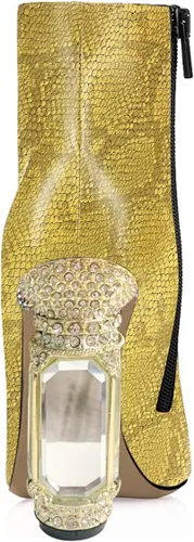 Vista 135 de FSJ Botas de tacón alto con punta puntiaguda para mujer, con tacón alto, con cremallera lateral brillante, estilo casual, para uso diario, zapatos
