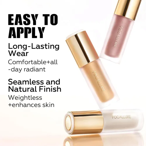 Vista 5 de FOCALLURE Resaltador líquido brillante, fórmula crema suave y acabado no graso, ofrece un brillo natural, iluminador de larga duración, maquillaje