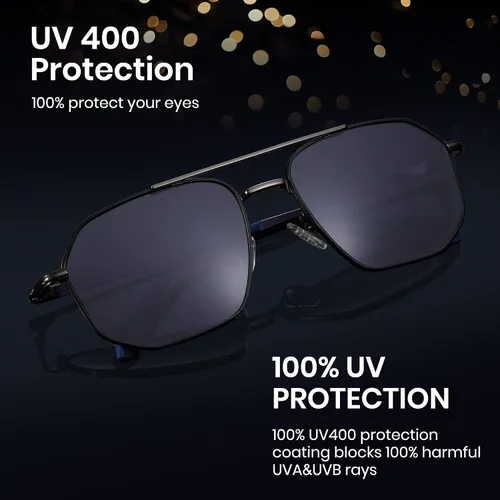 Vista 6 de Cyxus Lentes de sol polarizados para hombre, lentes de sol de aviador para hombres y mujeres, protegen los rayos UV para conducir, golf, viajar