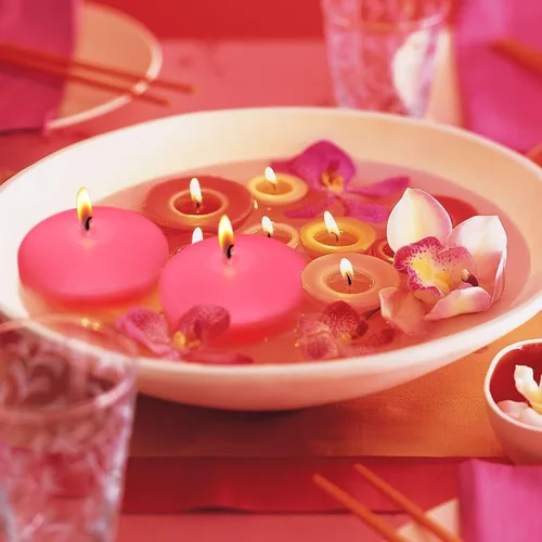 Vista 6 de Velas flotantes rosas de 10 horas, grandes de 3 pulgadas, sin aroma, sin goteo, de cera para piscina y agua, velas flotantes para jarrones, centros