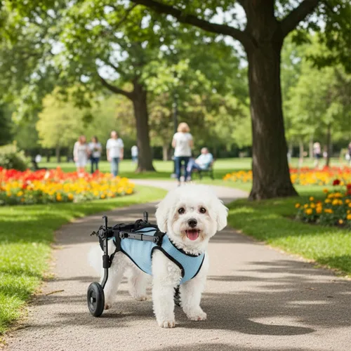 Vista 7 de Silla de ruedas para perros para patas traseras, silla de ruedas ajustable para perros pequeños con marco de 0.069 pulgadas de grosor, carrito